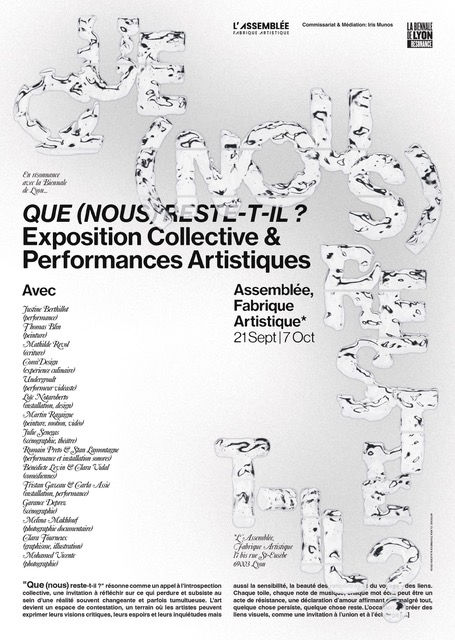 Affiche exposition Que nous reste-t-il, Biennale d'art contemporain 2024